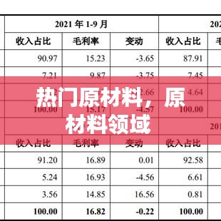 热门原材料，原材料领域 