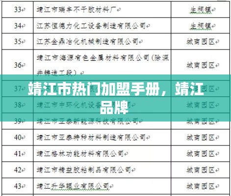 靖江市热门加盟手册，靖江品牌 