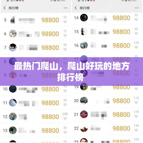 最热门爬山，爬山好玩的地方排行榜 
