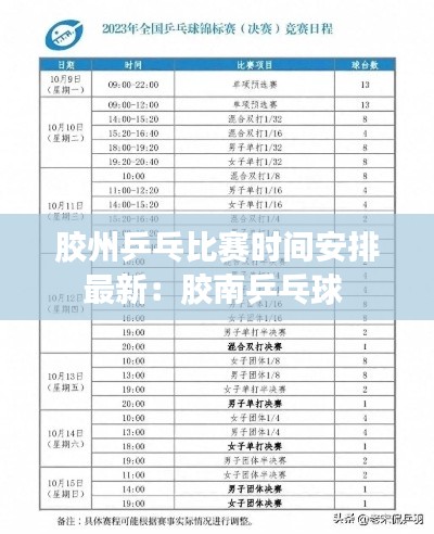 胶州乒乓比赛时间安排最新：胶南乒乓球 