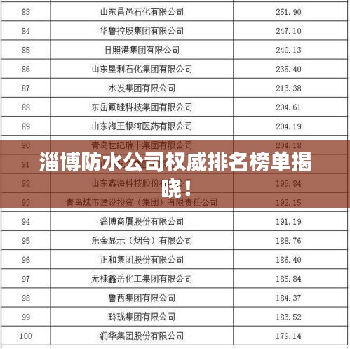 淄博防水公司权威排名榜单揭晓！
