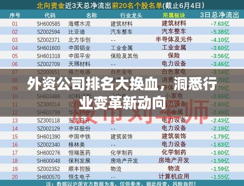 外资公司排名大换血，洞悉行业变革新动向