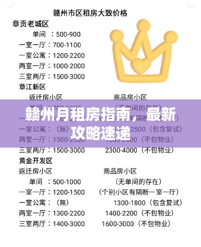 赣州月租房指南，最新攻略速递