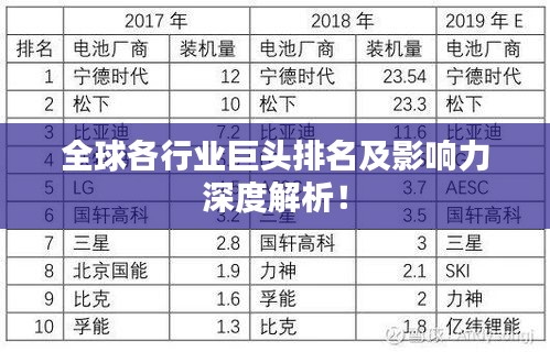 全球各行业巨头排名及影响力深度解析！