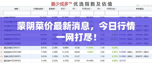 蒙阴菜价最新消息，今日行情一网打尽！