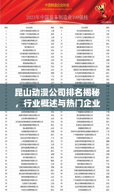 昆山动漫公司排名揭秘，行业概述与热门企业榜单