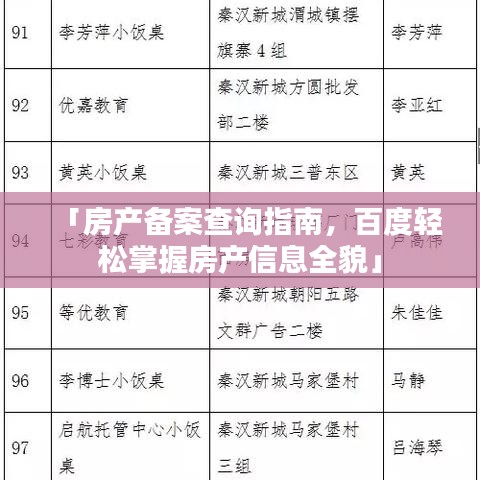 「房产备案查询指南，百度轻松掌握房产信息全貌」