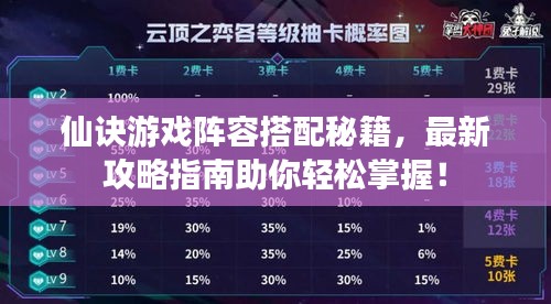 仙诀游戏阵容搭配秘籍，最新攻略指南助你轻松掌握！