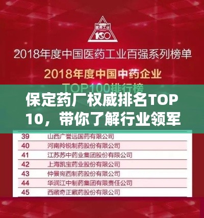 保定药厂权威排名TOP10，带你了解行业领军者！