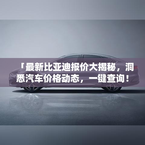 「最新比亚迪报价大揭秘，洞悉汽车价格动态，一键查询！」
