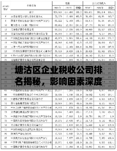 塘沽区企业税收公司排名揭秘，影响因素深度剖析