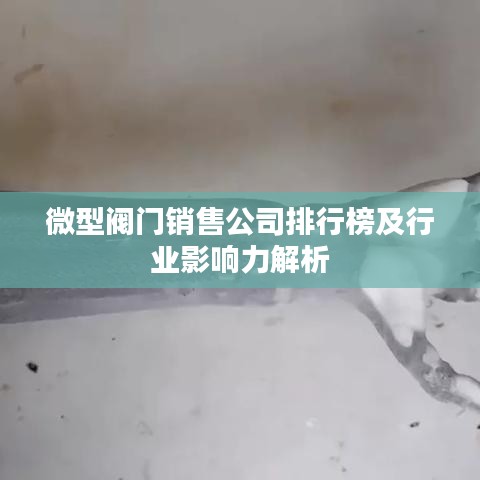 微型阀门销售公司排行榜及行业影响力解析