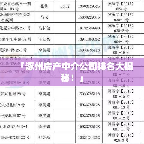 「涿州房产中介公司排名大揭秘！」