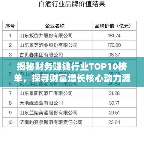 揭秘财务赚钱行业TOP10榜单，探寻财富增长核心动力源泉