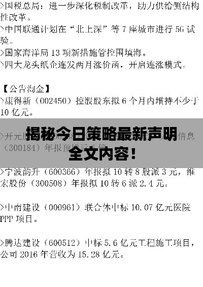 揭秘今日策略最新声明全文内容！