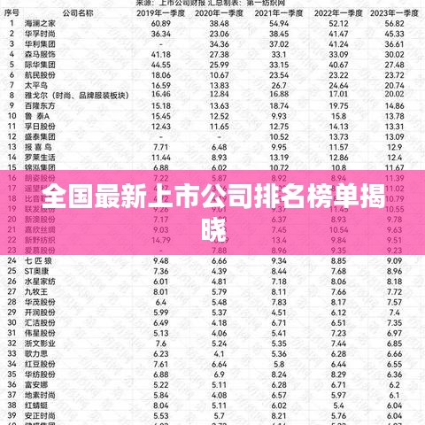 全国最新上市公司排名榜单揭晓