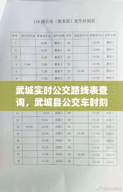 武城实时公交路线表查询，武城县公交车时刻表 