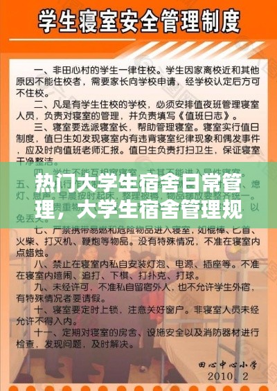 热门大学生宿舍日常管理，大学生宿舍管理规章制度 
