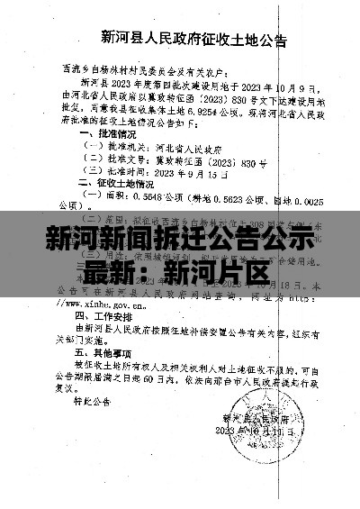 新河新闻拆迁公告公示最新：新河片区 