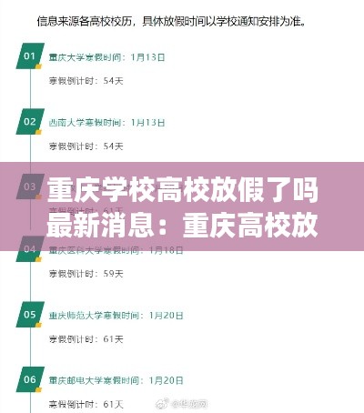 重庆学校高校放假了吗最新消息：重庆高校放假时间安排 