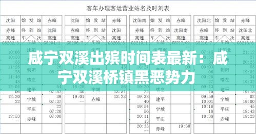 咸宁双溪出殡时间表最新：咸宁双溪桥镇黑恶势力 