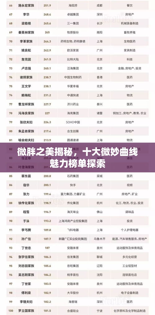 微胖之美揭秘，十大微妙曲线魅力榜单探索