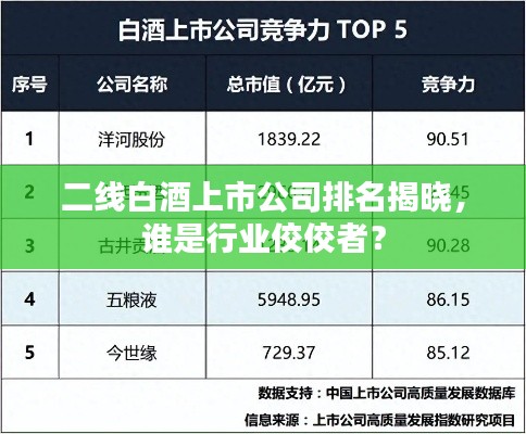 二线白酒上市公司排名揭晓，谁是行业佼佼者？