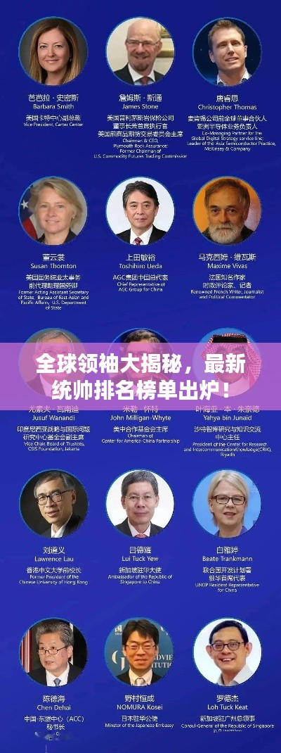 全球领袖大揭秘，最新统帅排名榜单出炉！