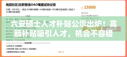 六安硕士人才补贴公示出炉！高额补贴吸引人才，机会不容错过