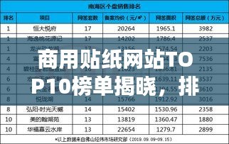 商用贴纸网站TOP10榜单揭晓，排名及特色一网打尽！