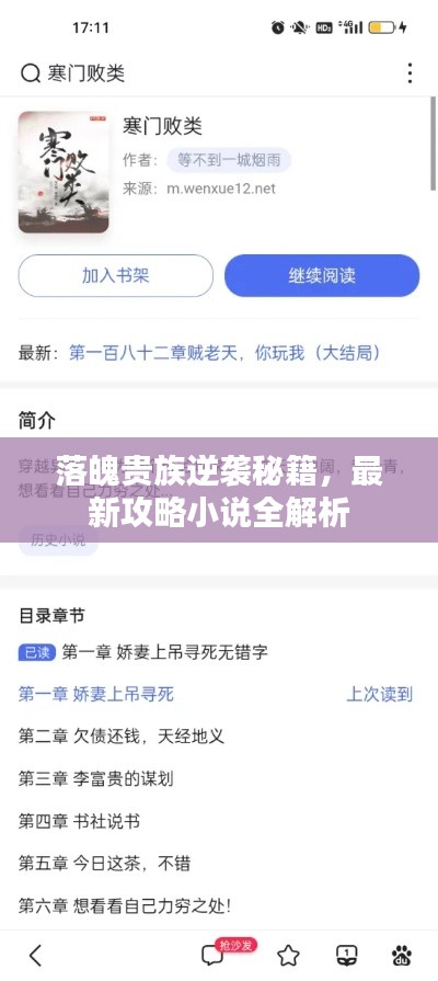 落魄贵族逆袭秘籍，最新攻略小说全解析