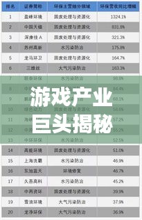游戏产业巨头揭秘，引领行业发展的公司排名榜单！