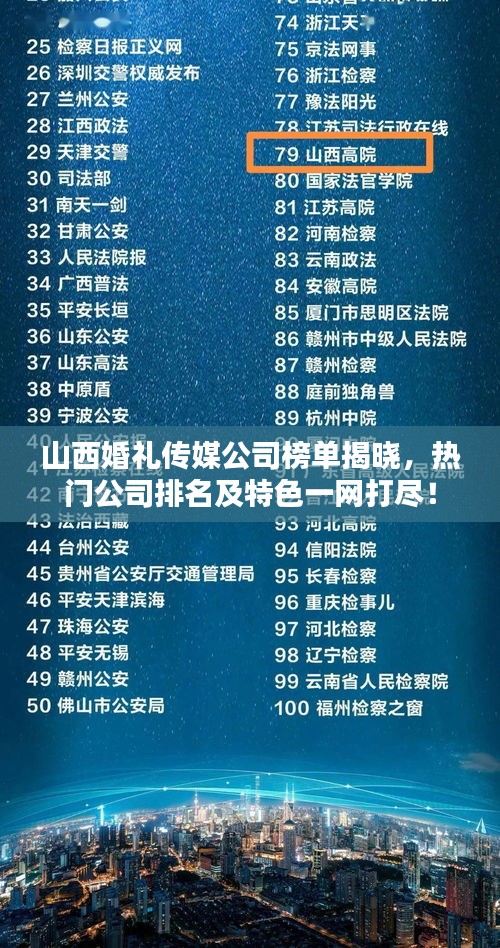 山西婚礼传媒公司榜单揭晓，热门公司排名及特色一网打尽！