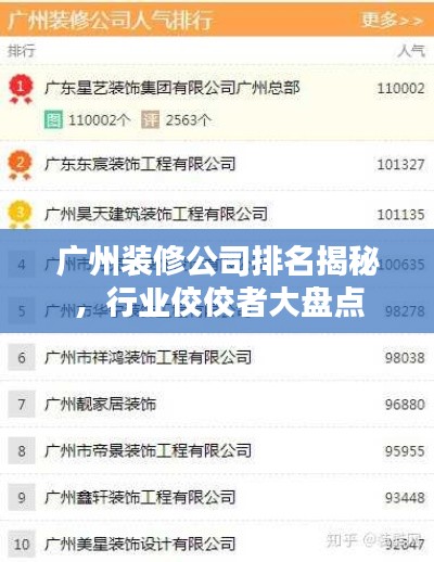 广州装修公司排名揭秘，行业佼佼者大盘点